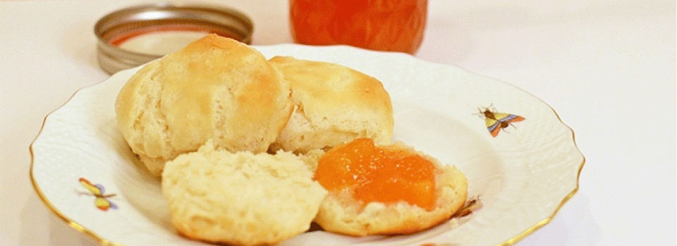 Peach jam on biscuits