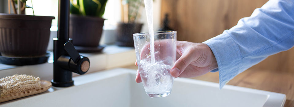 Filing a cup with water from the sink