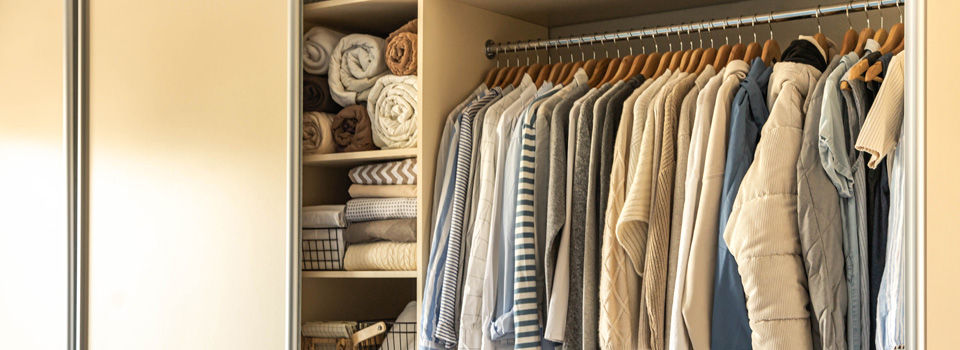 organized closet with clothes