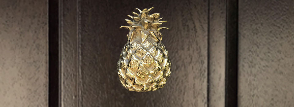 Pineapple doorbell on door