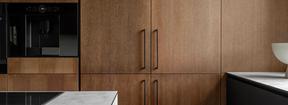 dark stained modern wood cabinets