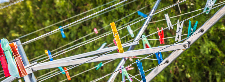 clip hangers on a clothesline
