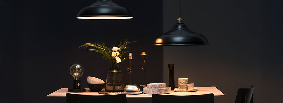 Dim lighting over a dining table
