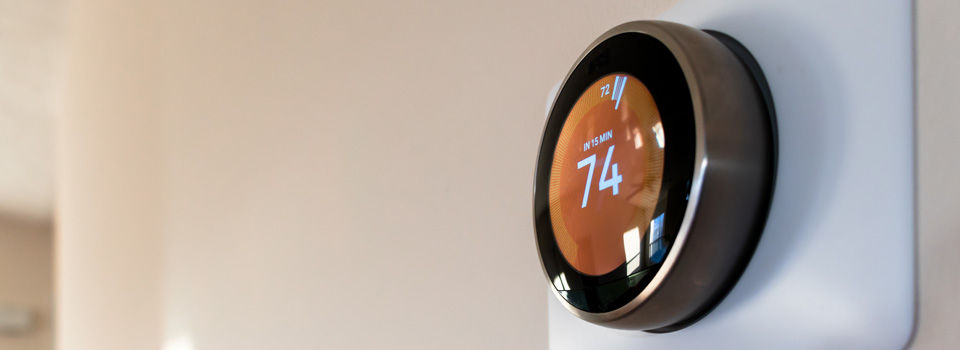 programmable thermostat on wall