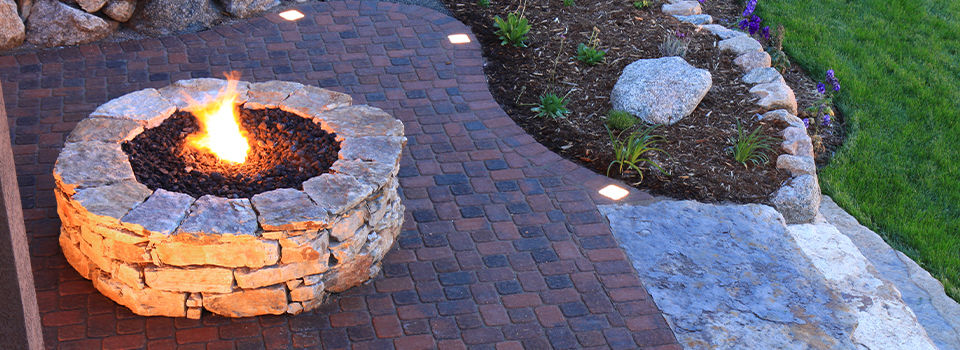 Cozy paver patio with solar lights