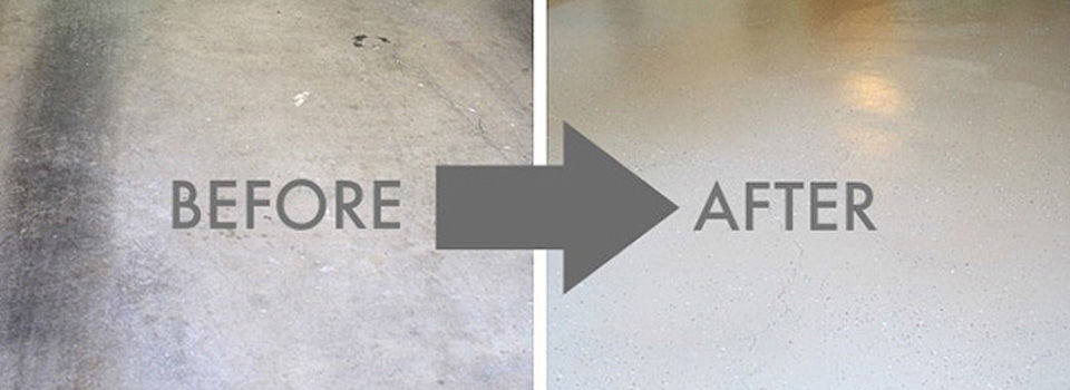 painted garage floor before and after