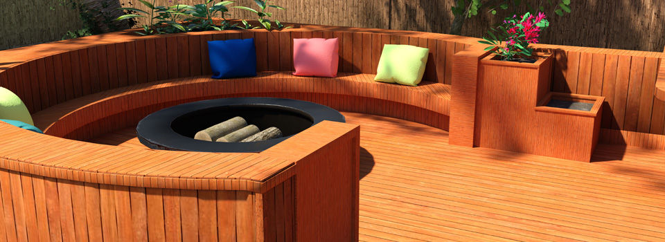 restored outdoor wooden patio bench