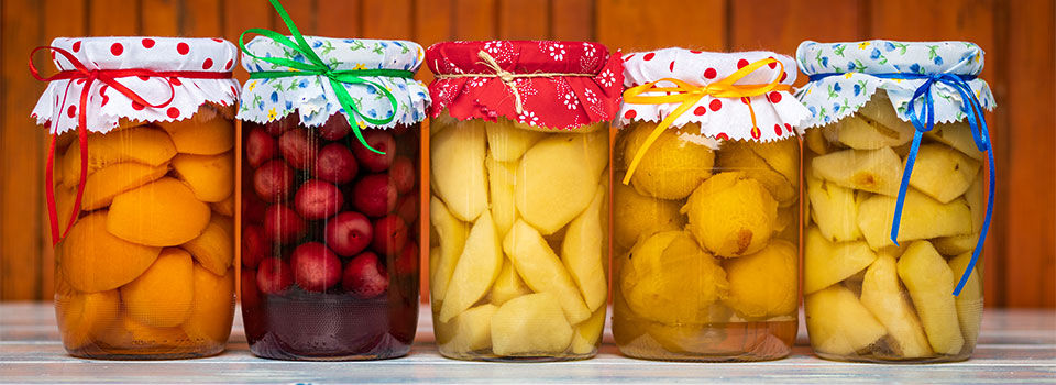 Canned fruit jars