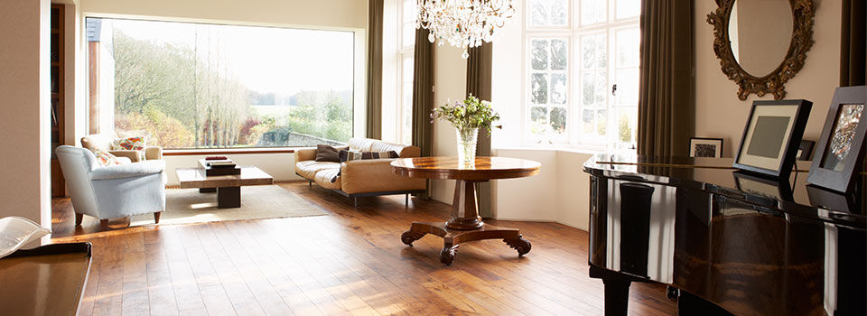 Dining area with wooden flooring