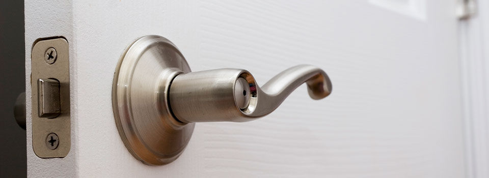 A close-up of a door knob