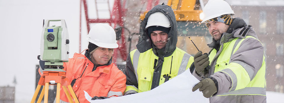 Men at cold job site