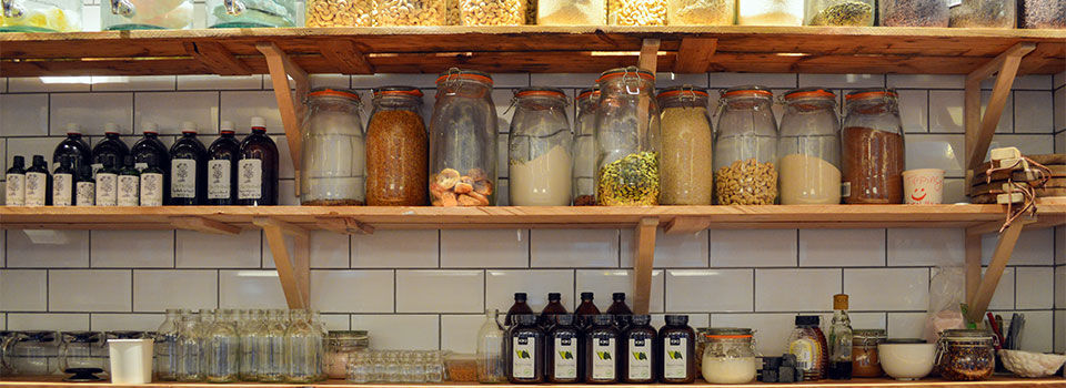 Organized kitchen shelves