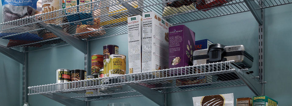 An organized pantry shelf