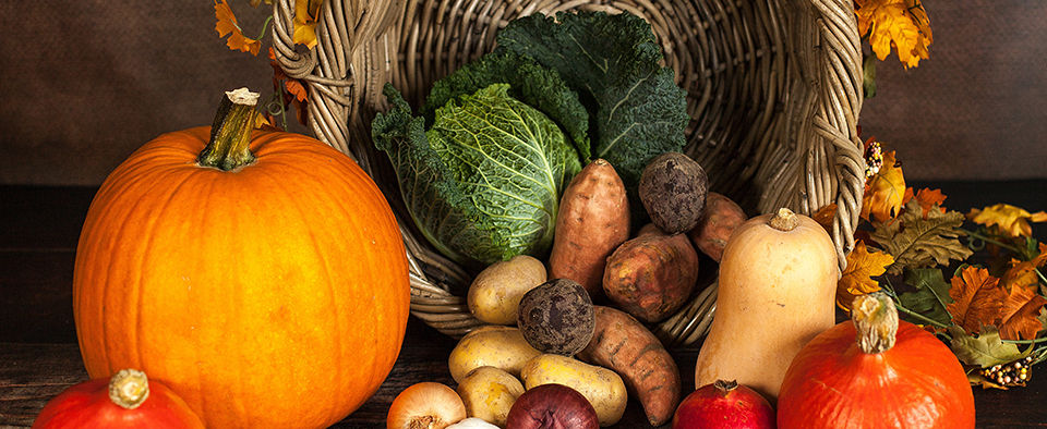 Fall vegetables all in a pile together