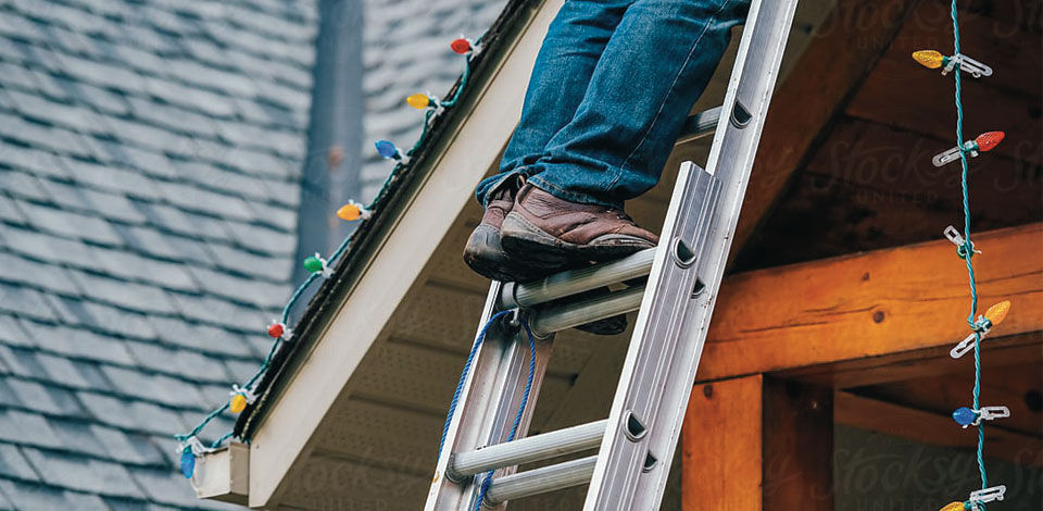 Standing on a ladder