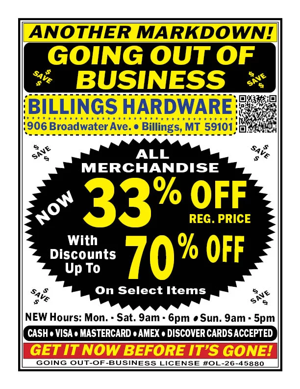 Billings Hardware Closing