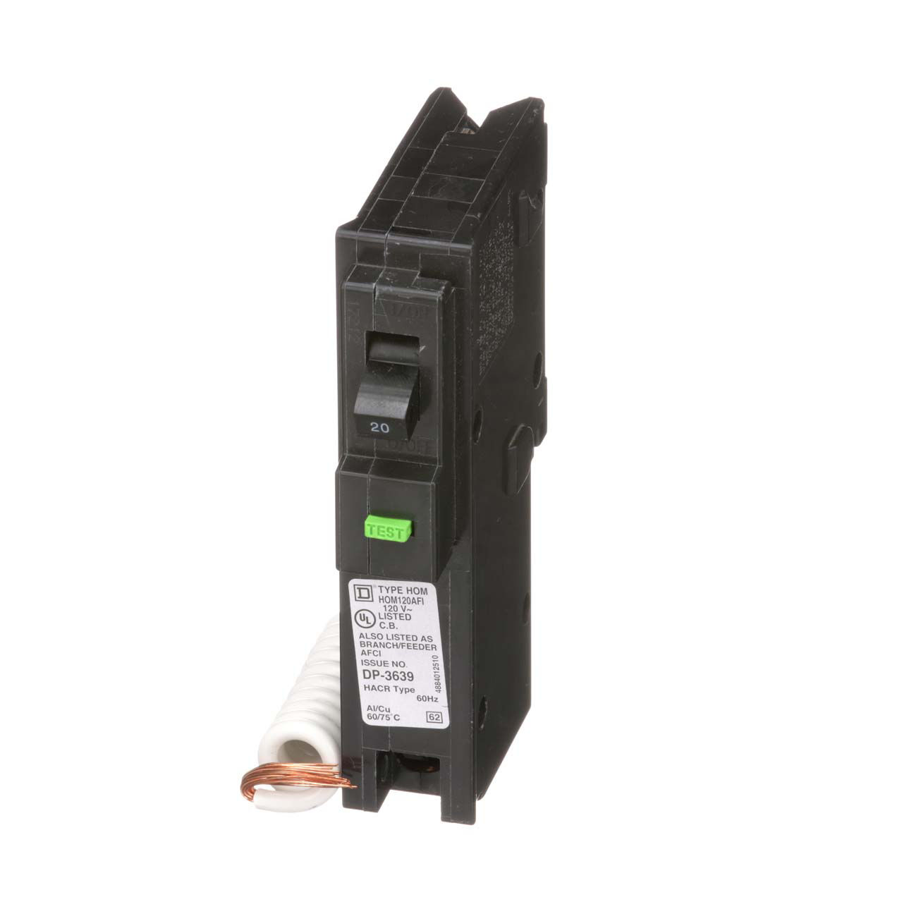 Square D Homeline 20A SinglePole CAFCI Combination Arc Fault Breaker 