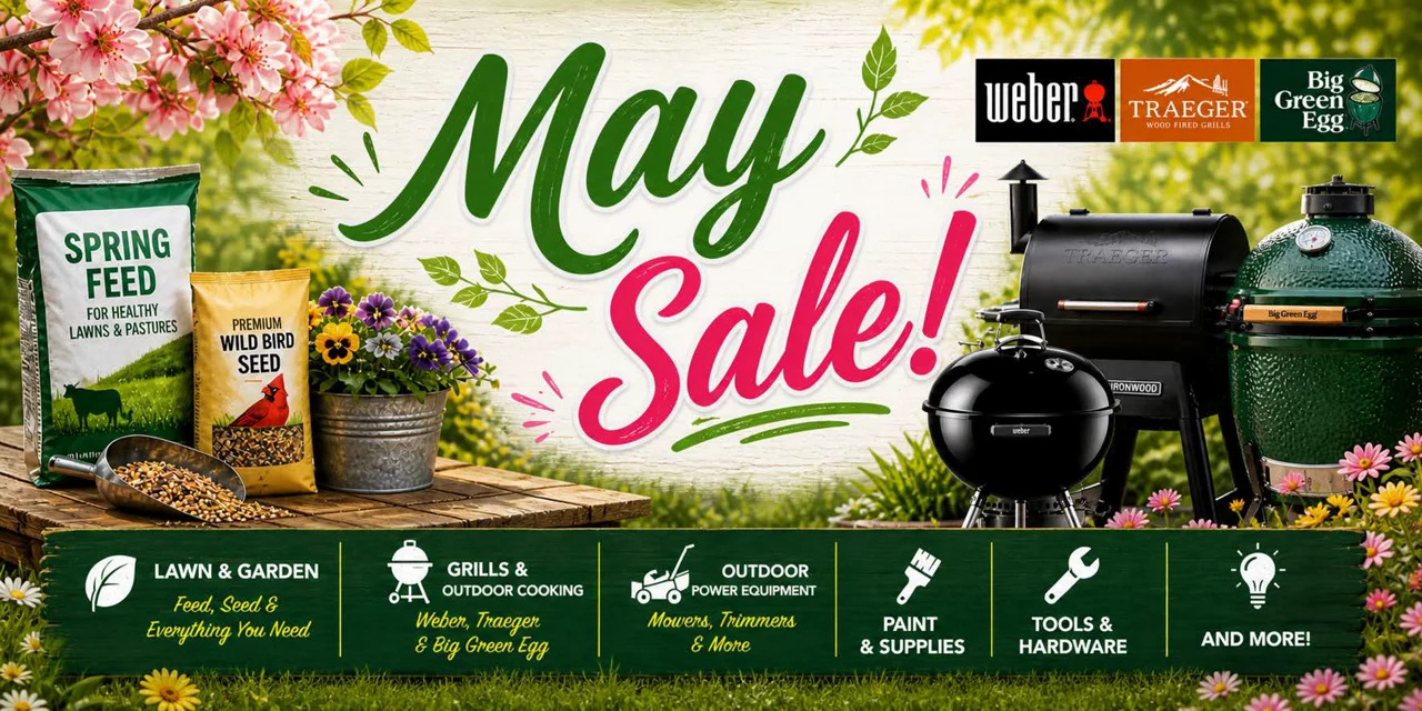 May spring sale banner highlighting the items for sale.