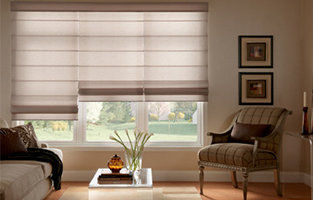 Roman blinds in a living room
