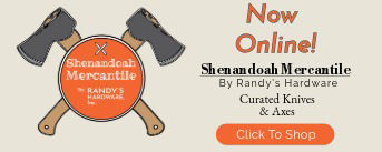 Shenandoah Mercantile by Randy's Hardware. Curated knives and axes.