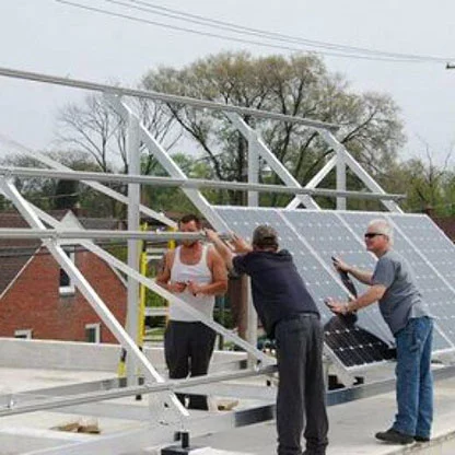 Solar panels being added to the building