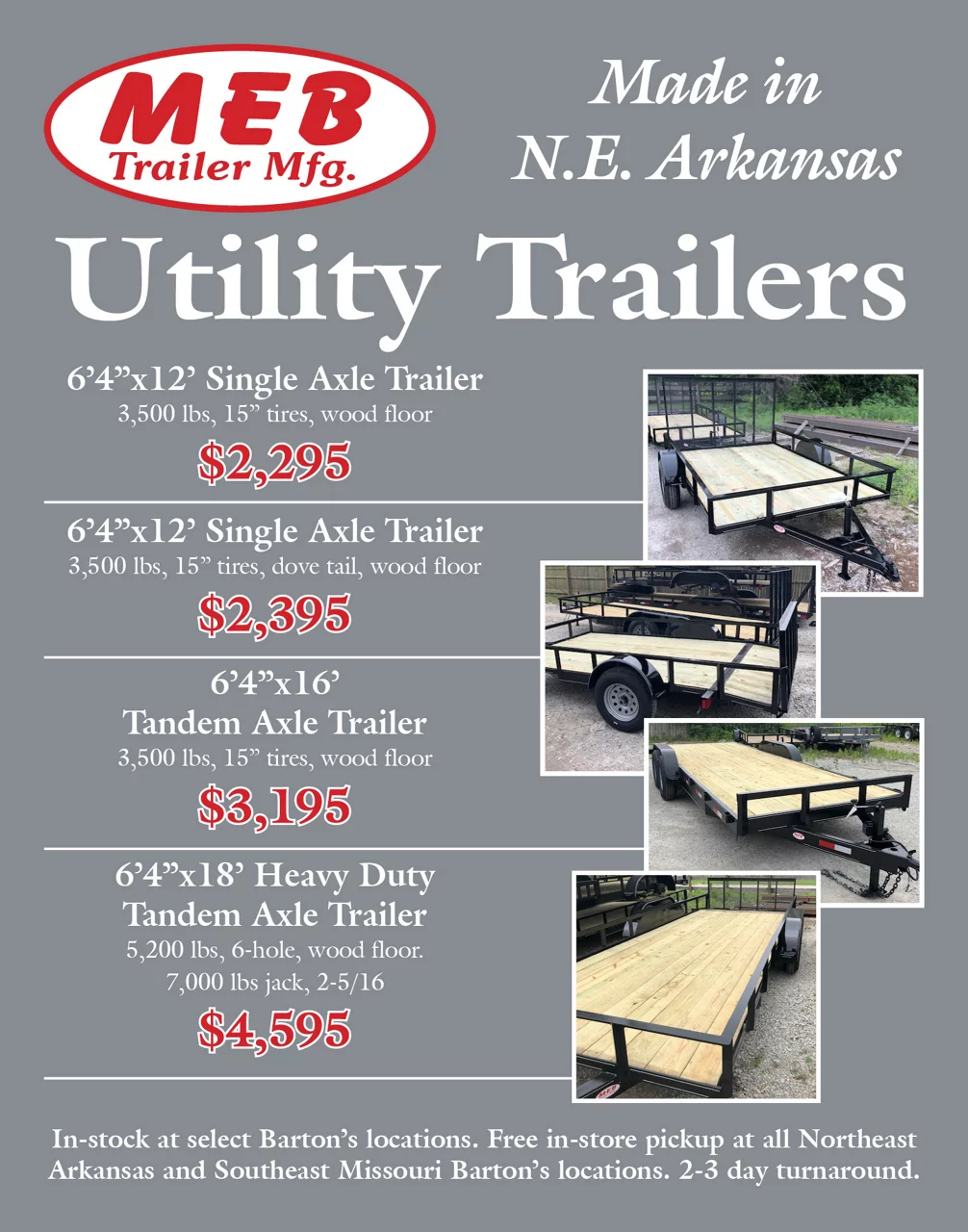 MEB Trailer Mfg. Utility Trailers flyer