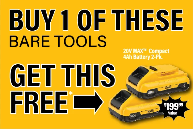 Buy Battery get 2 DeWalt Tools Free