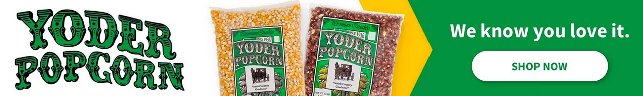 Yoder's popcorn banner