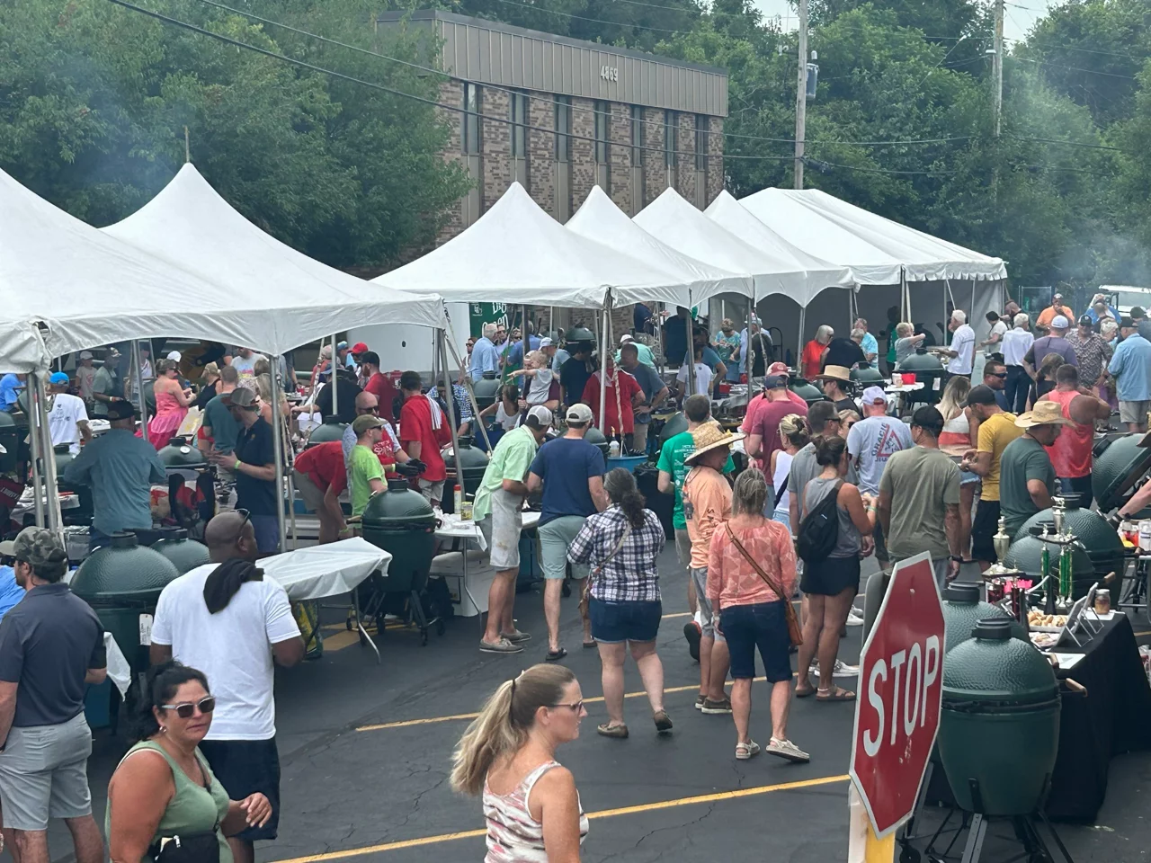 Large group of people at a previous EggFest raising money for charity