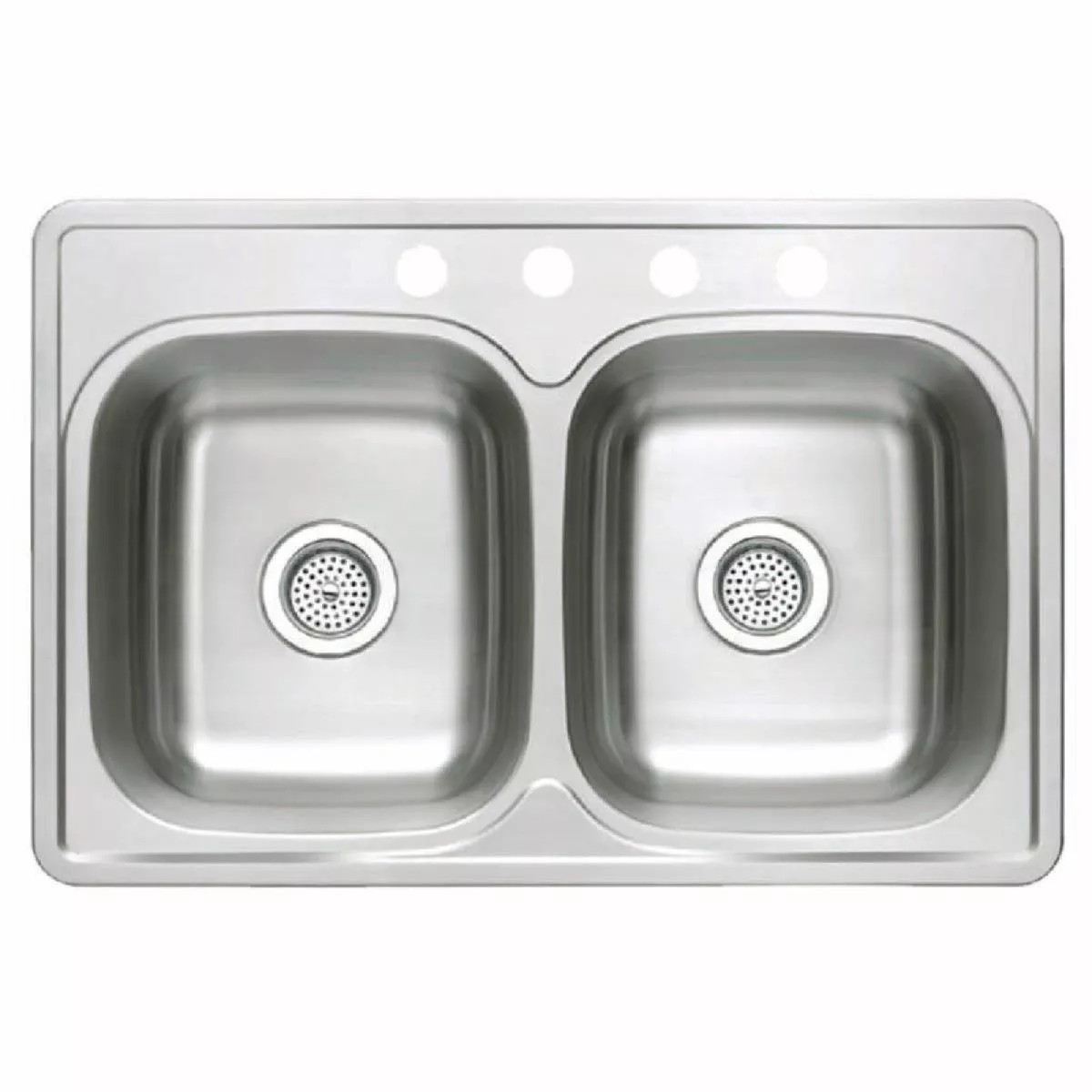 Compass Manufacturing Double Bowl 33 In. x 22 In. x 6 In. Deep Stainless Steel Drop-In Kitchen Sink