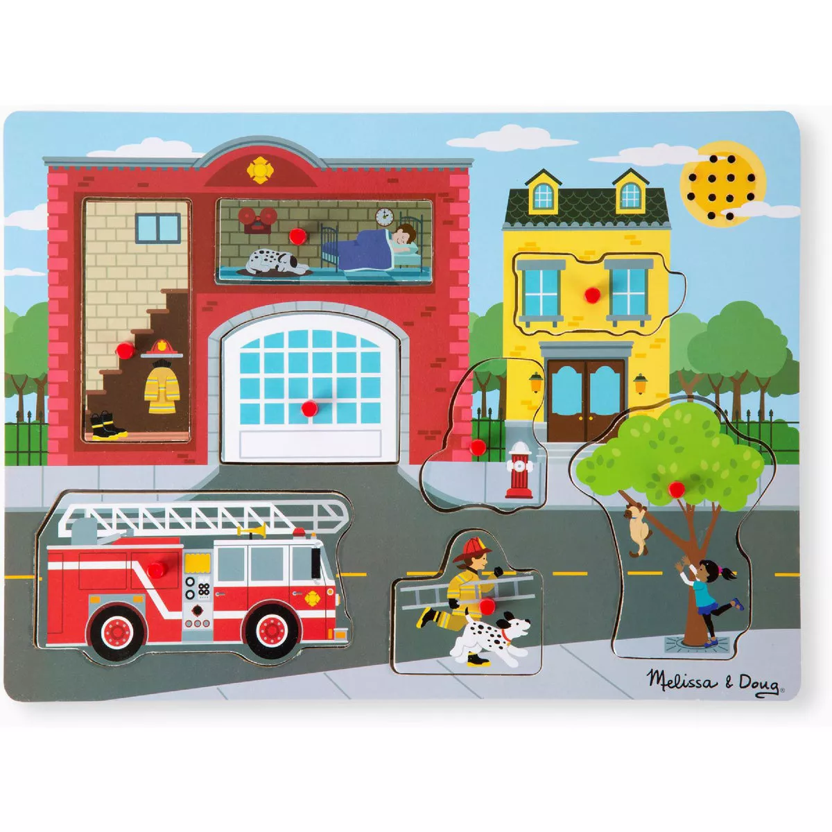 Melissa & Doug Around the Fire Station Sound Wooden Puzzle (8-Piece)