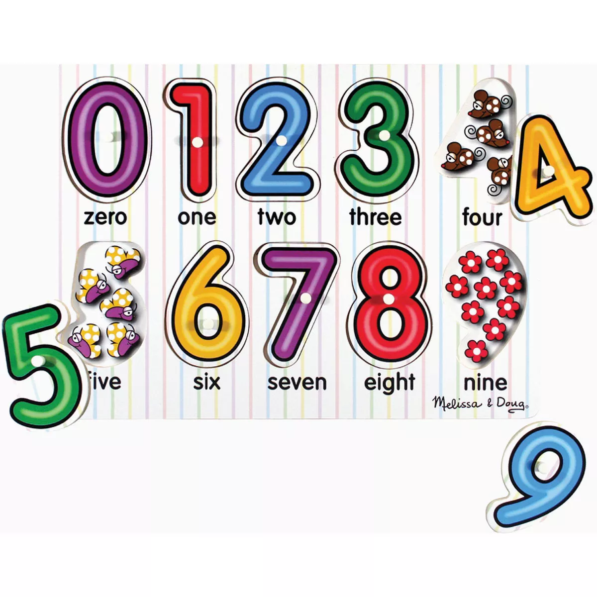 Melissa & Doug See Inside Numbers Peg Puzzle, 10 Pieces