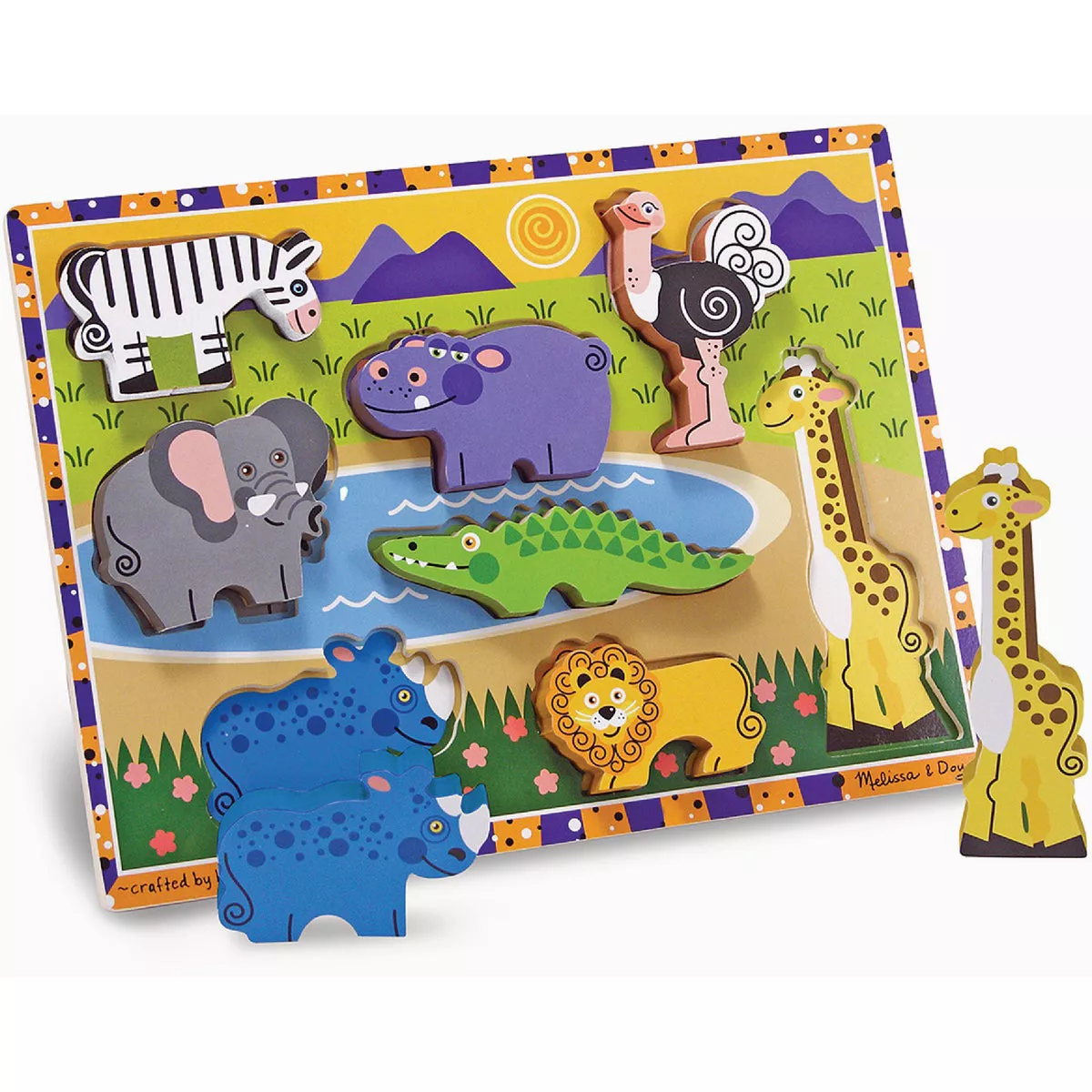 Melissa & Doug Wood Safari Chunky Puzzle (8-Piece)