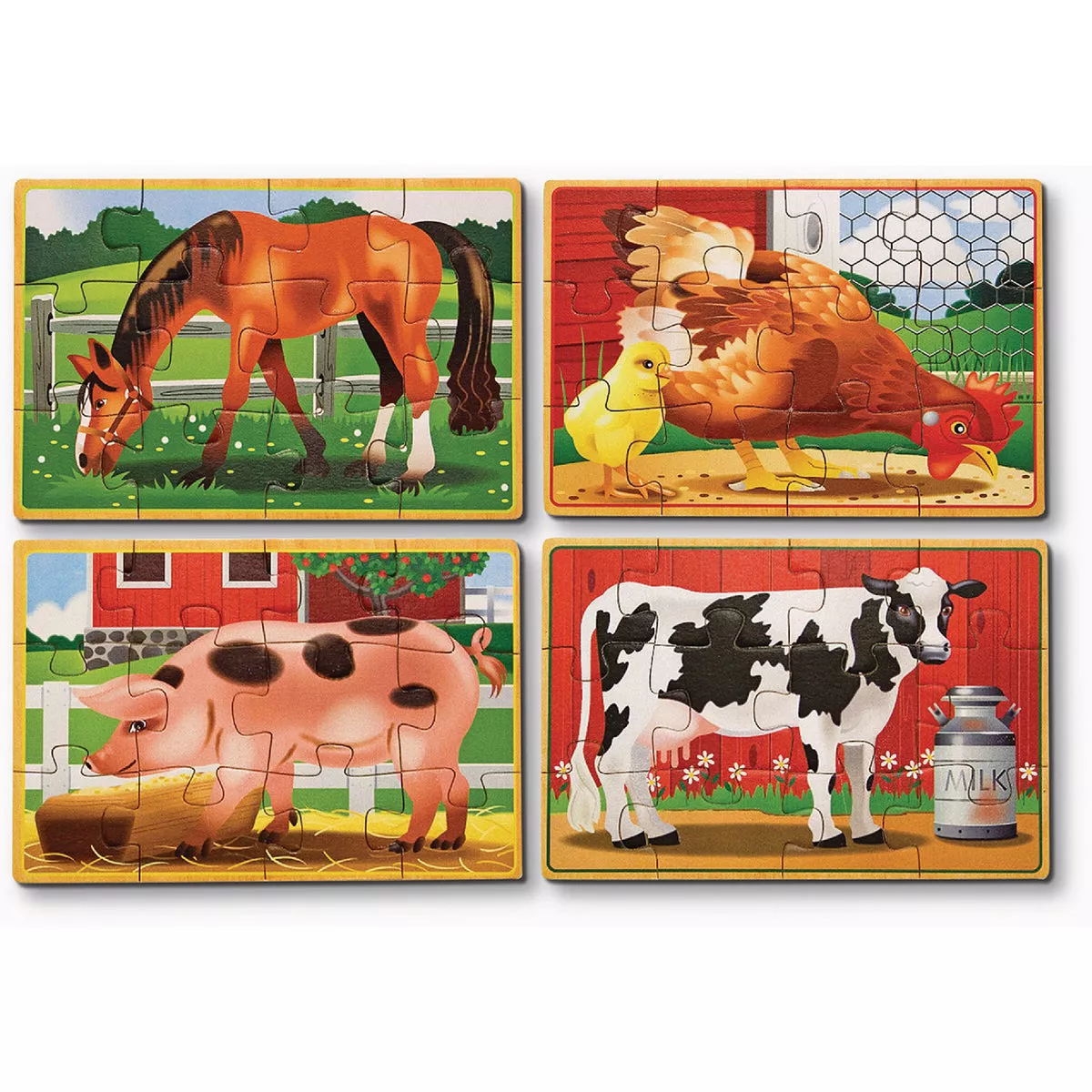 Melissa & Doug Farm Animals Jigsaw Puzzles in a Box (12-Piece)