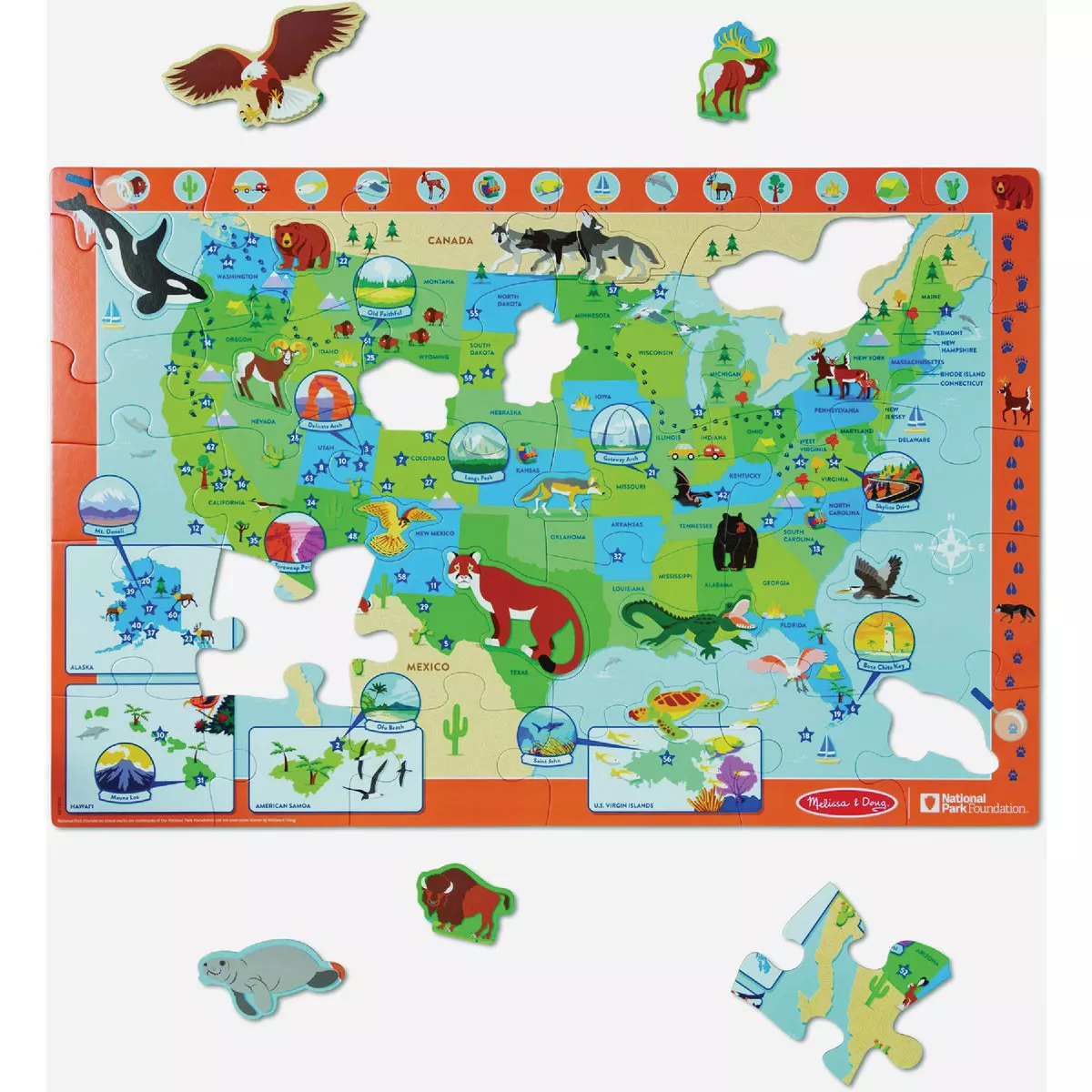Melissa & Doug National Parks U.S.A Map Floor Puzzle (45-Piece)