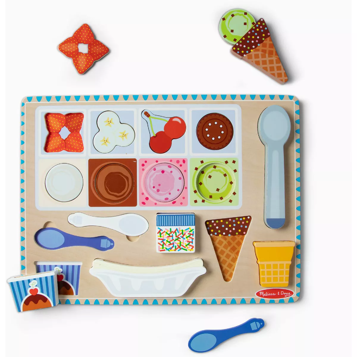 Melissa & Doug Wooden Magnetic Ice Cream Play Set & Puzzle (16 Piece)-