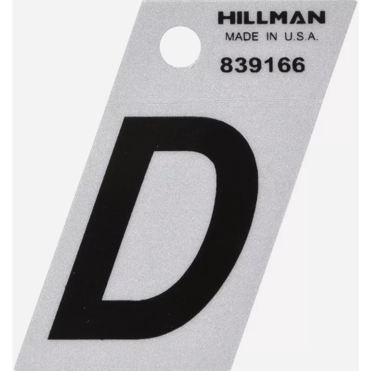 Hillman 1.5 Adhesive Letter D Black and Silver Reflective Letter