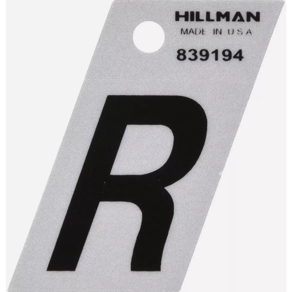 Hillman 1.5 Adhesive Letter R Black and Silver Reflective Letter