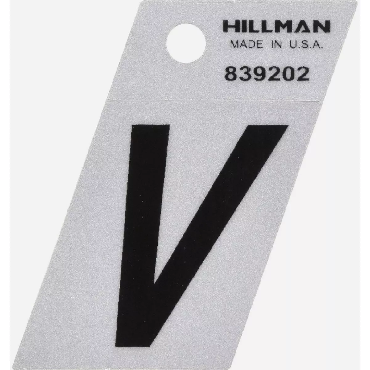 Hillman 1.5 Adhesive Letter V Black and Silver Reflective Letter