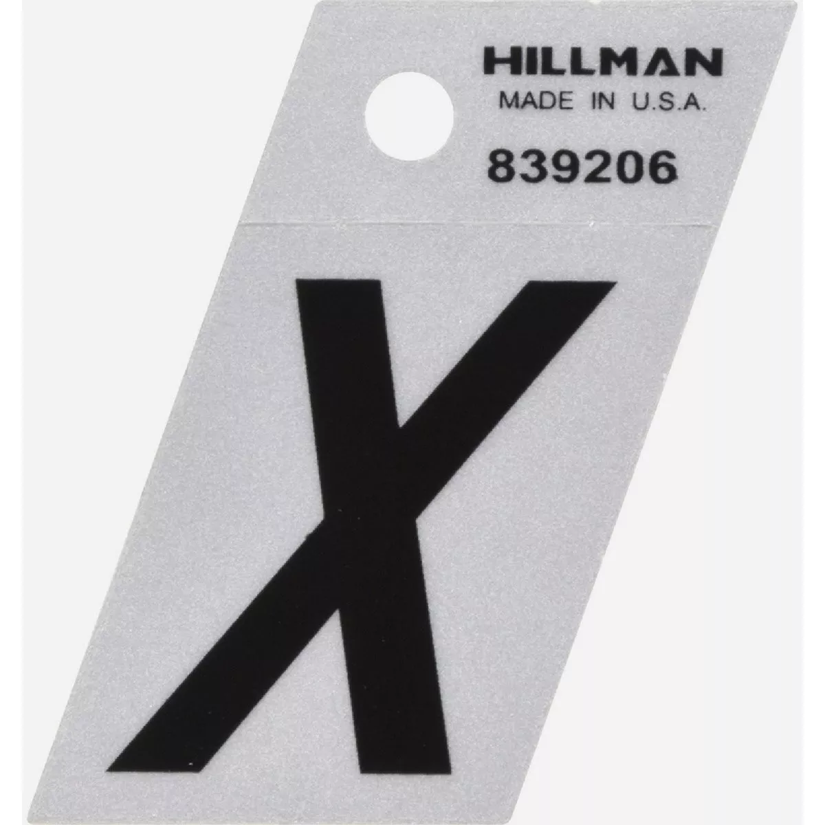 Hillman 1.5 Adhesive Letter X Black and Silver Reflective Letter