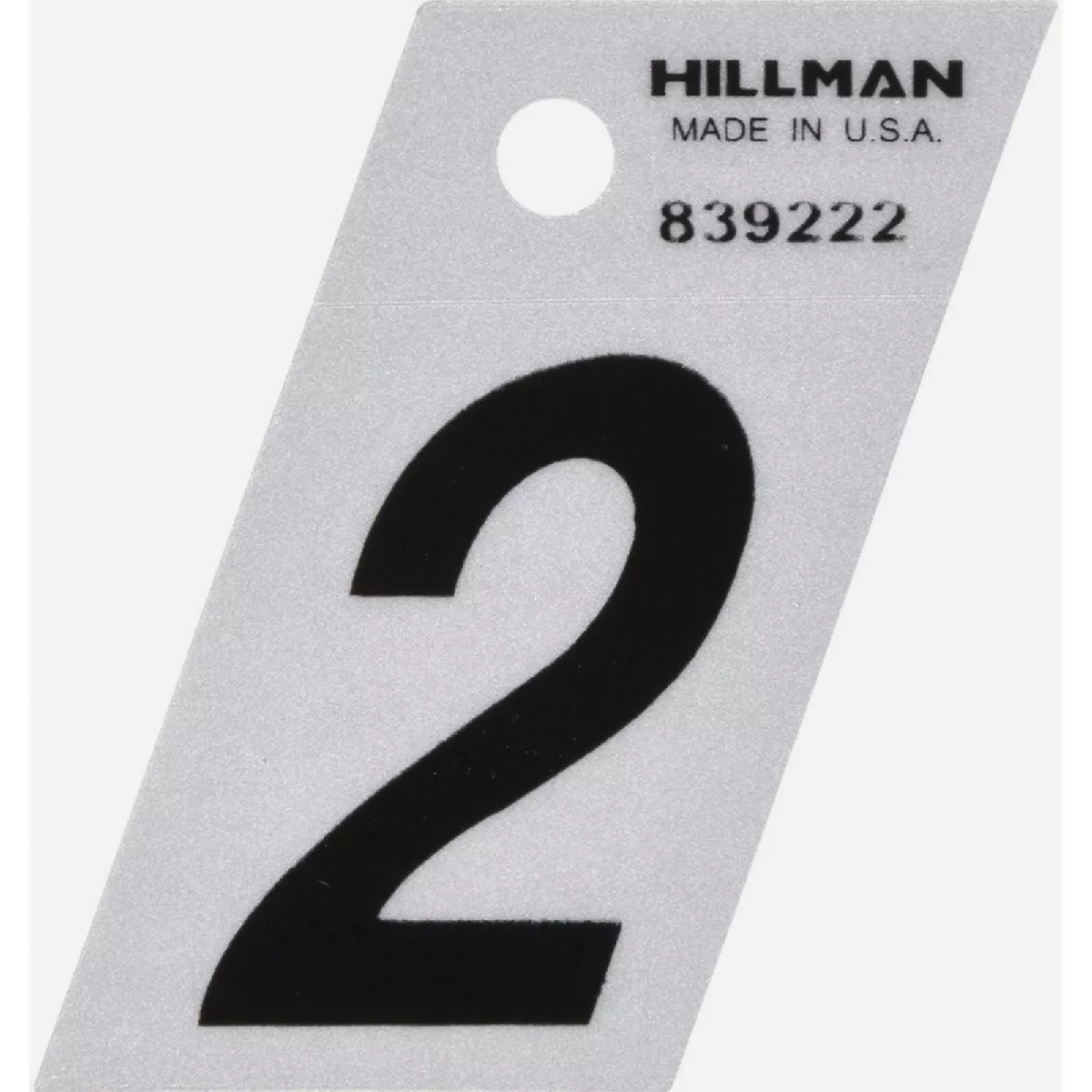 Hillman 1.5 In. Adhesive House Number 2 Black and Silver Reflective