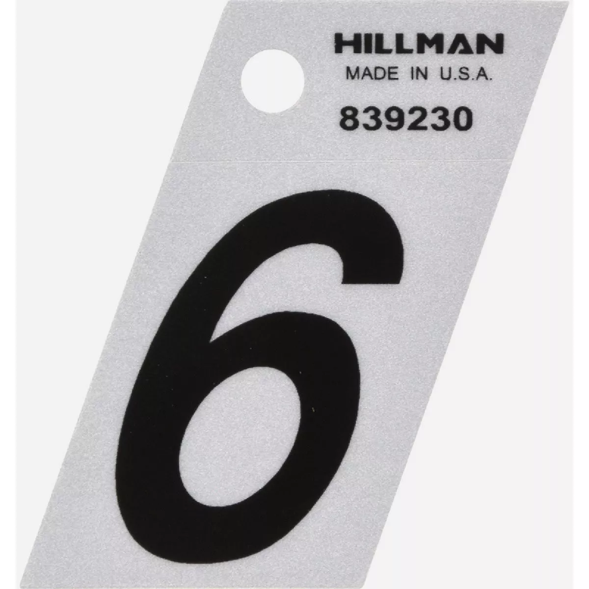 Hillman 1.5 In. Adhesive House Number 6 Black and Silver Reflective