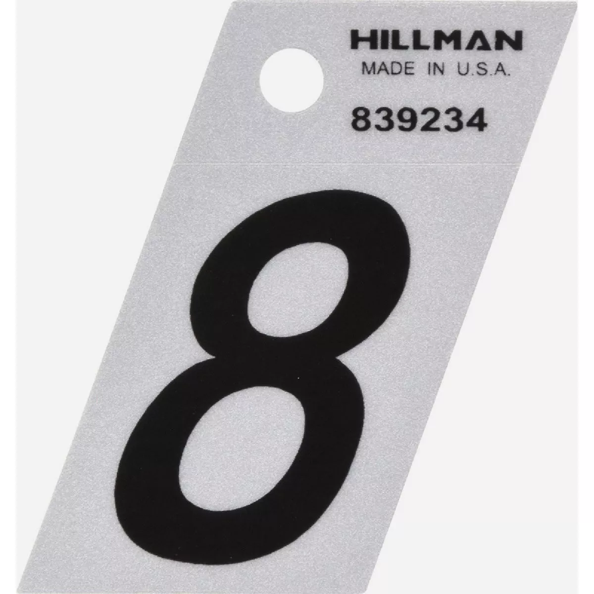 Hillman 1.5 In. Adhesive House Number 8 Black and Silver Reflective