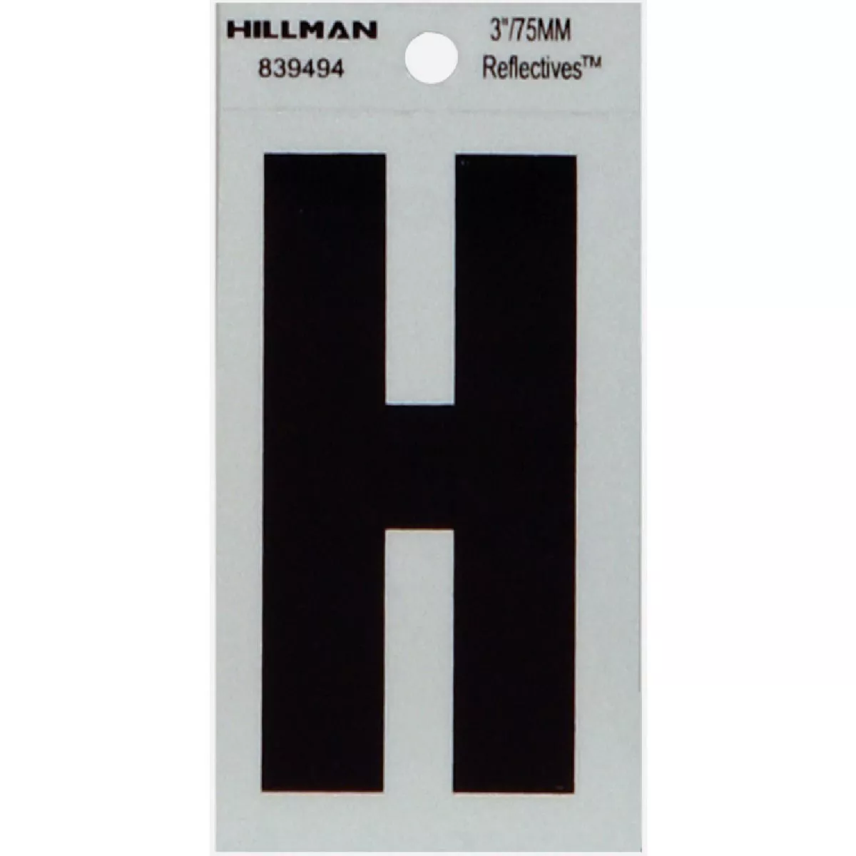 Hillman Thin Adhesive Letter H Black and Silver (3")