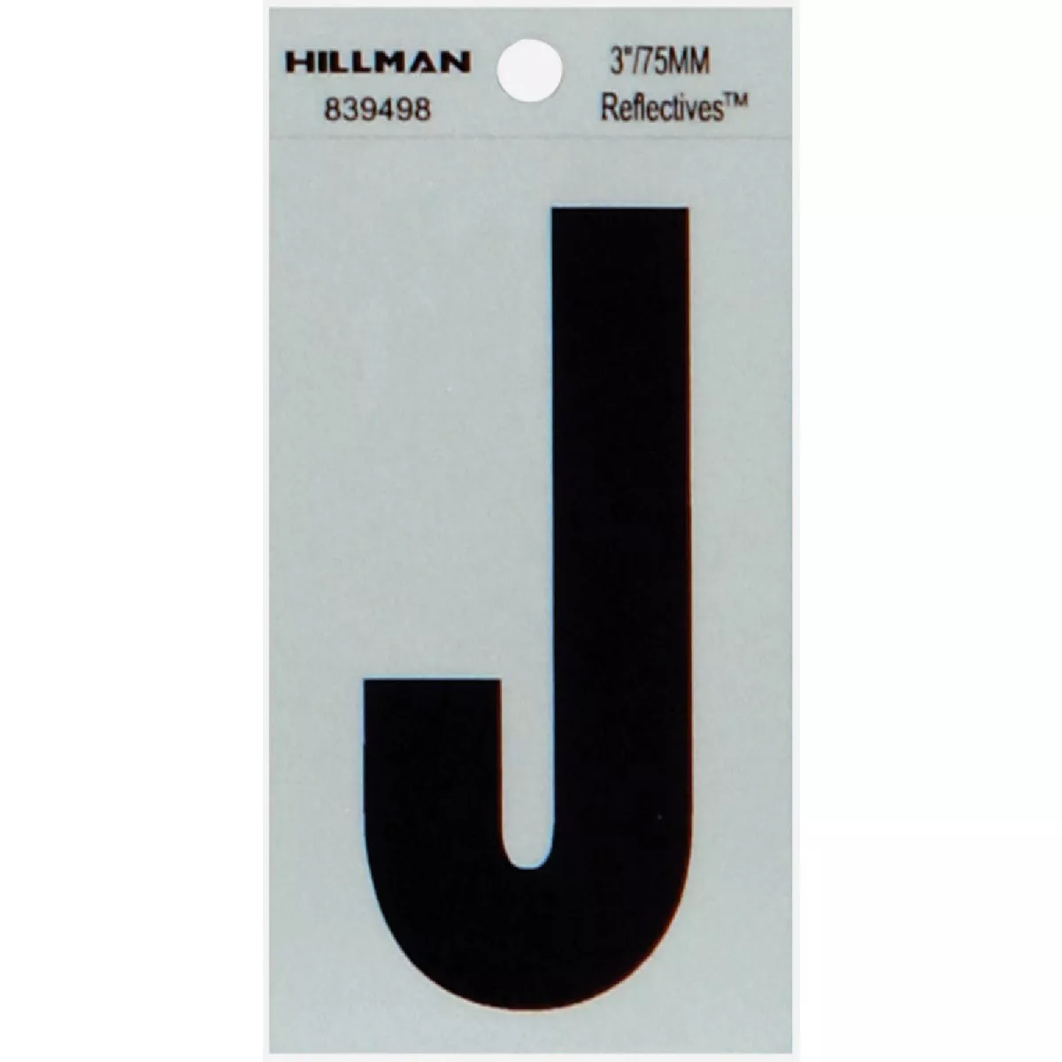 Hillman Thin Adhesive Letter J Black and Silver (3")