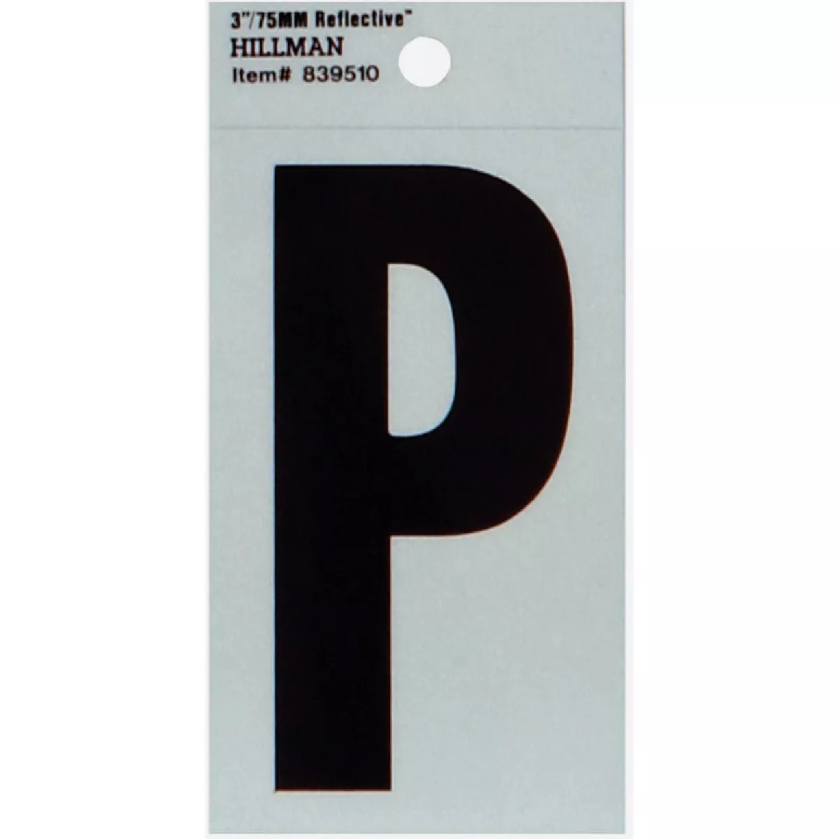 Hillman Thin Adhesive Letter P Black and Silver (3")
