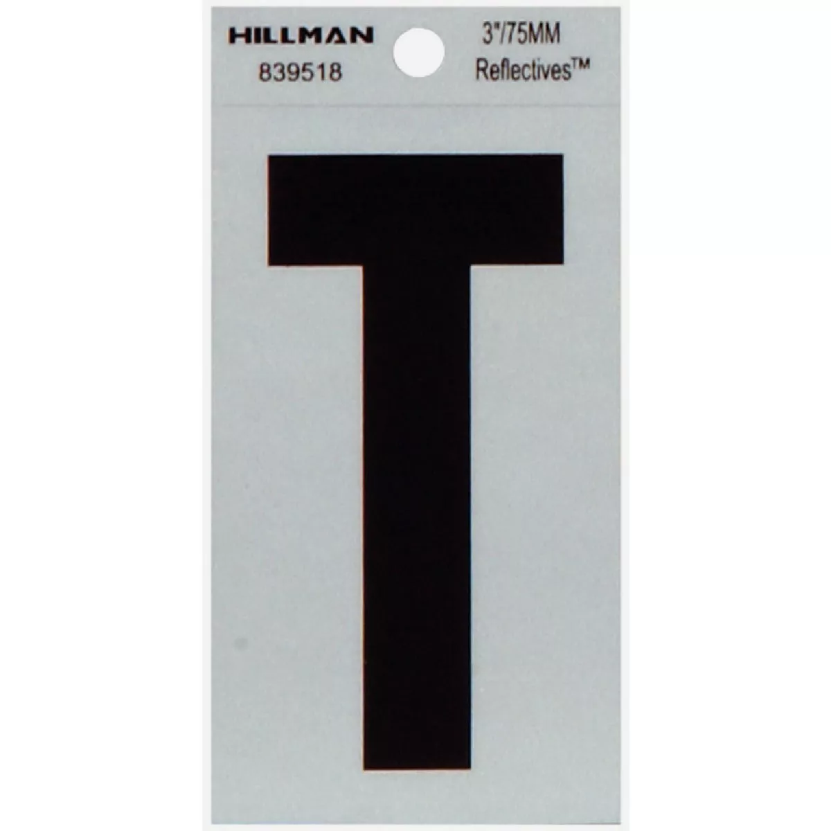 Hillman Thin Adhesive Letter T Black and Silver (3")