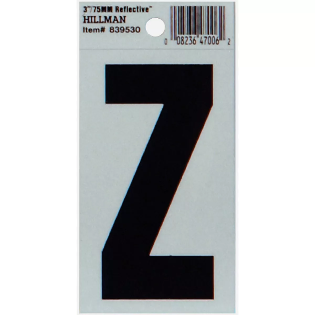 Hillman Thin Adhesive Letter Z Black and Silver (3")-