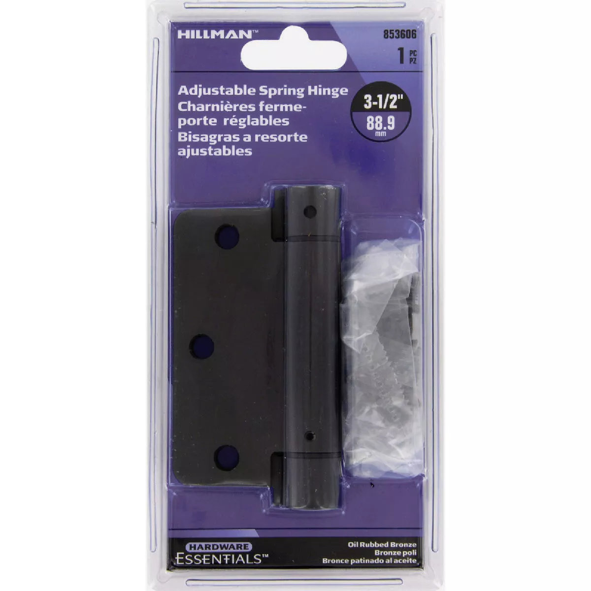 Hardware Essentials 3-1/2 In. x 1/4 In. Oiled Rubbed Bronze Adjustable Round Corner Spring Hinge - photo 2