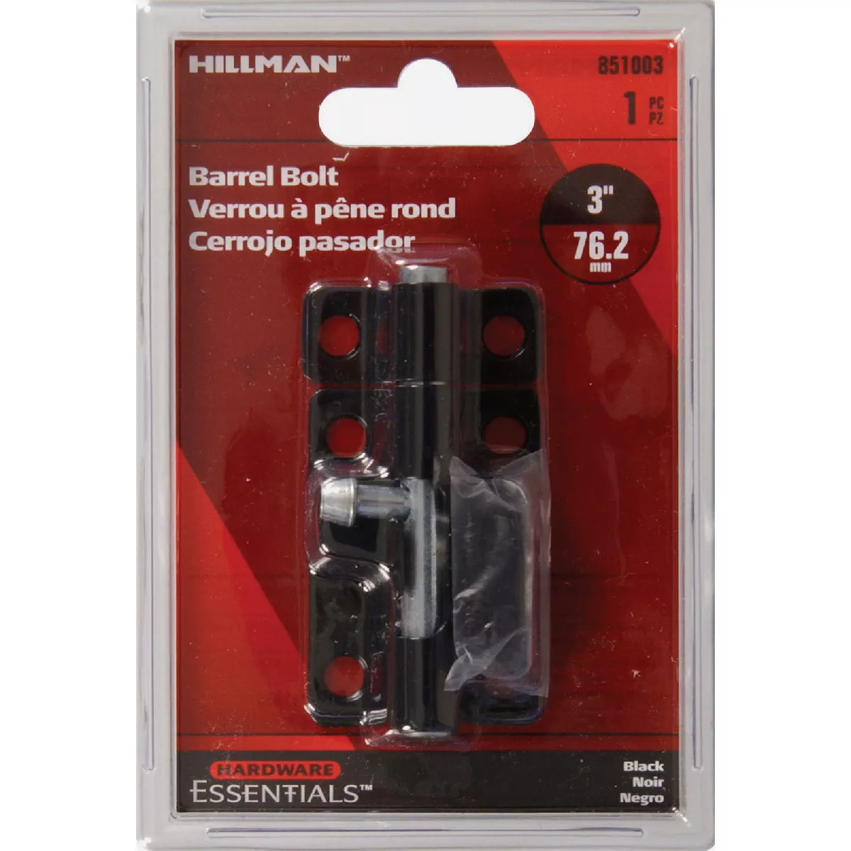 Hardware Essentials 3 In. Black Barrel Bolt - photo 2